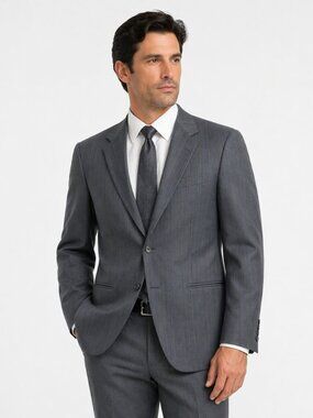 YSL Yves Saint Laurent Vintage Gray Pinstripe Wool Blazer Sport Coat France 42R
